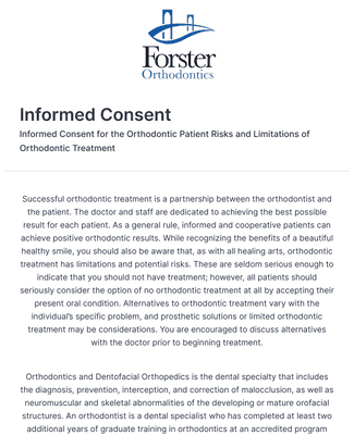 Form Templates: Orthodontic Informed Consent Form