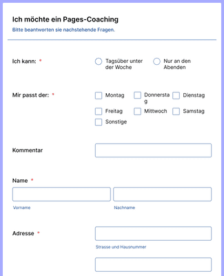 Form Templates: Pages Coaching