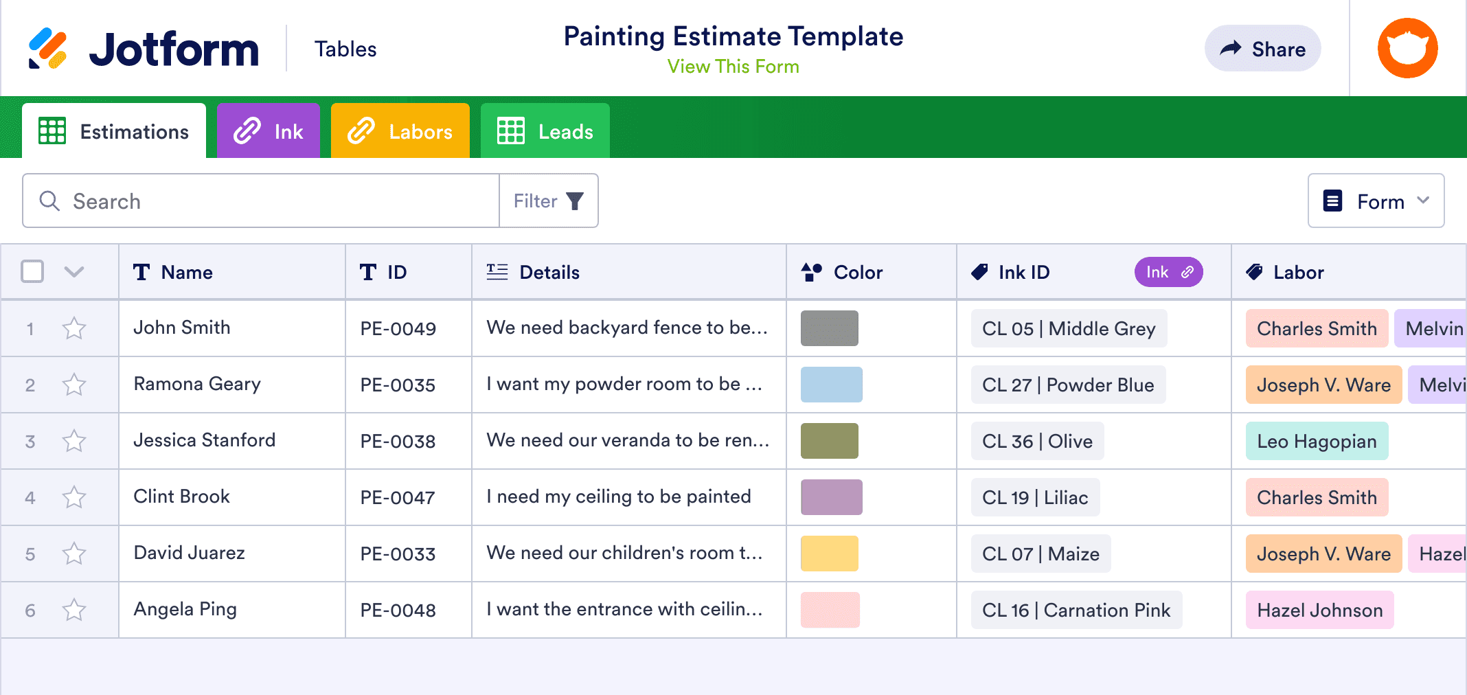 Painting Estimate Template