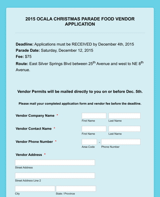 Food Vendor Application Form