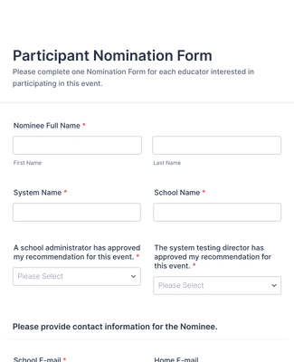 Form Templates: Participant Nomination Form
