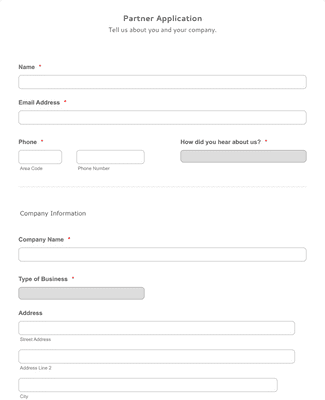 Form Templates: Partner Application Form
