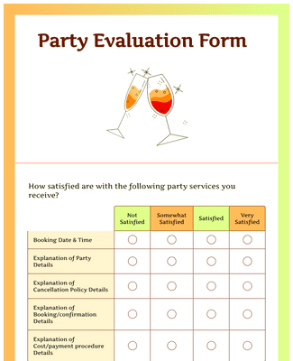 Form Templates: Party Evaluation Form