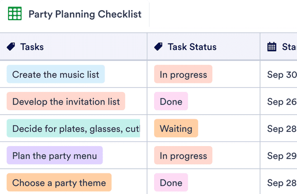 Party Planning Sheet