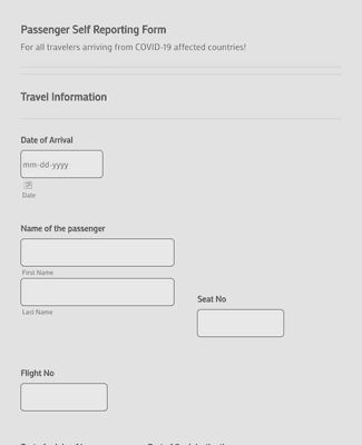 Form Templates: Passenger Self Reporting Form