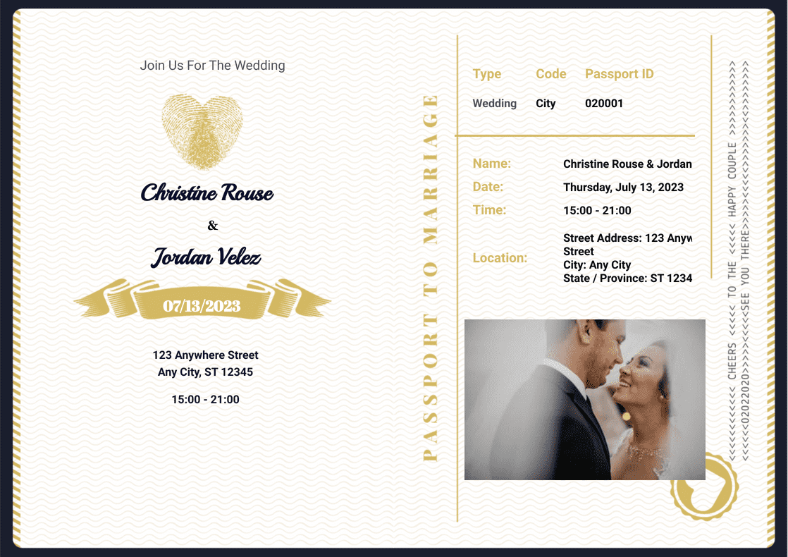 Passport Wedding Invitation Template - PDF Templates