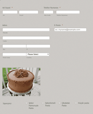 Tasarım Pasta Sipariş Form Şablonu | Jotform pasta sipariş formu şablonu ücretsiz indir