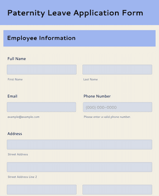 Paternity Leave Application Form Template | Jotform