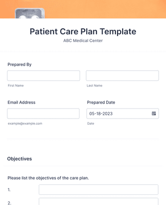 Form Templates: Patient Care Plan Template