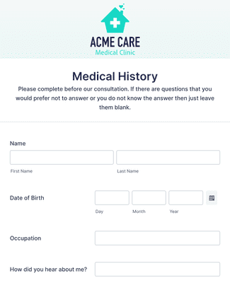 Form Templates: Patient Intake Form