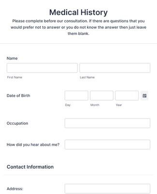 Plastic Surgery Patient Intake Form Template | Jotform