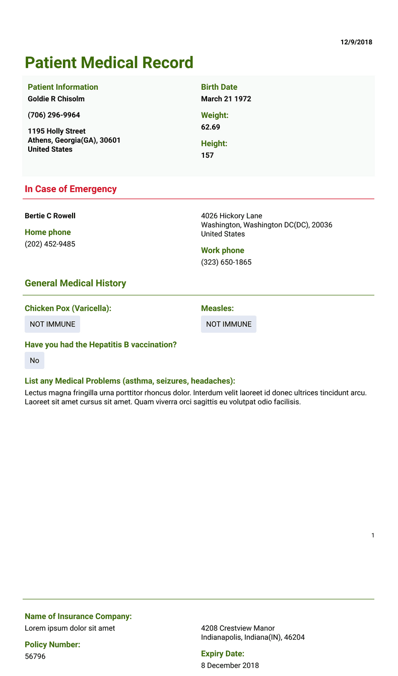 Patient Record Template