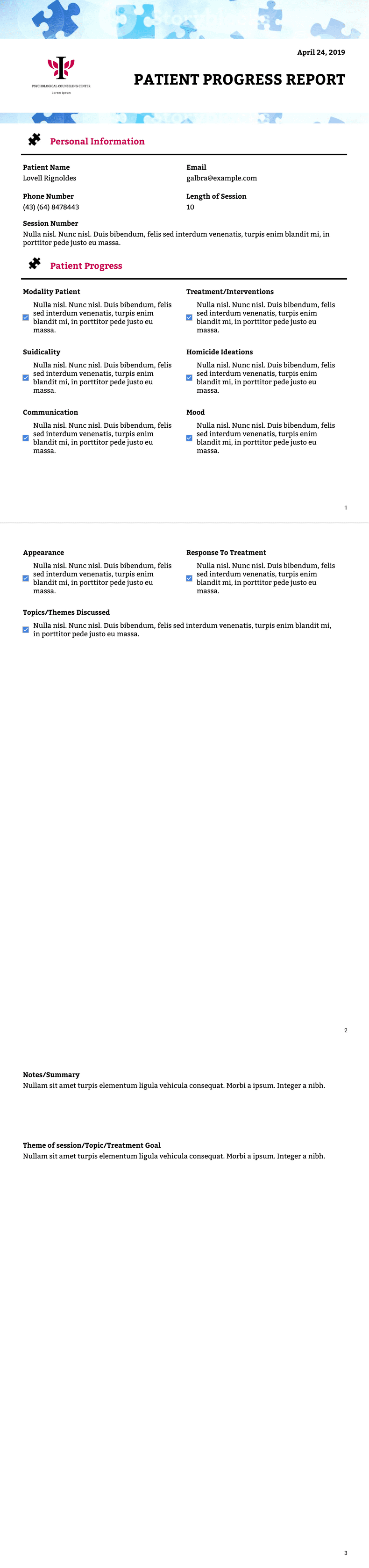 Patient Progress Report Template PDF Templates Jotform