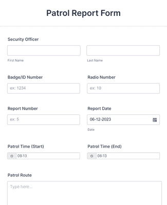 Patrol Report Form Template | Jotform