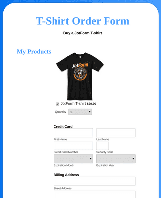 PayJunction T-Shirt Order Form