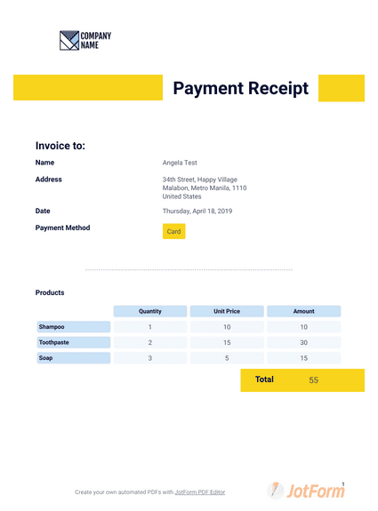 simple cash receipt template pdf templates jotform