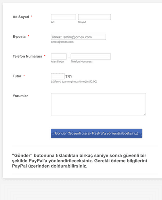 Form Templates: PayPal Bağış Formu
