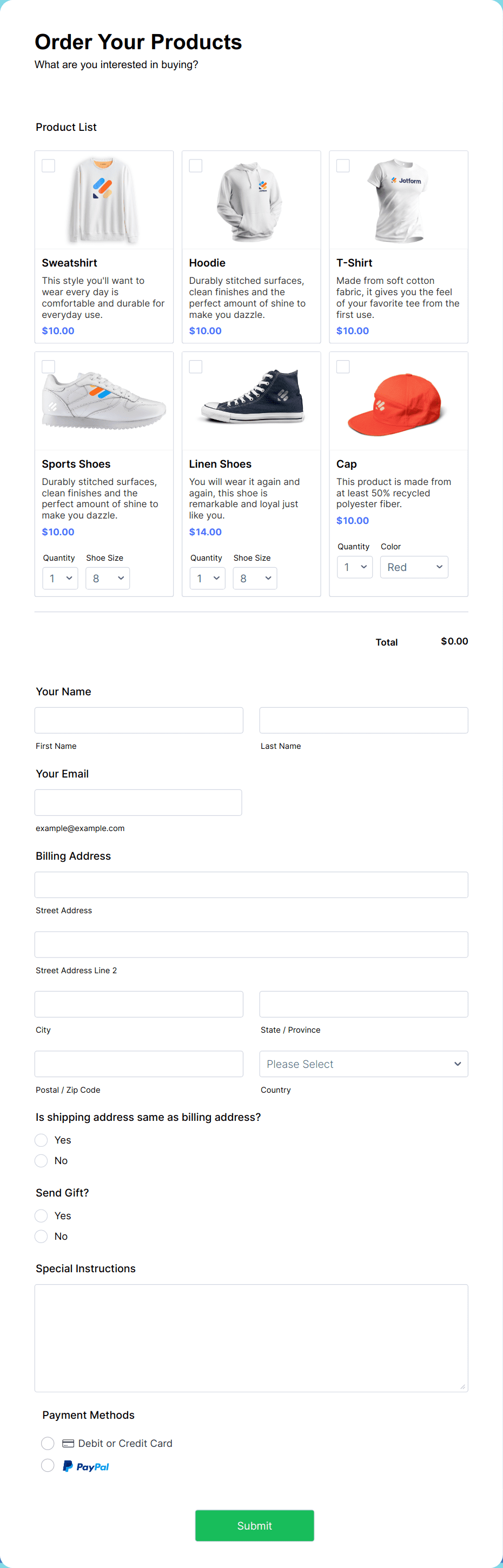 Template paypal-business-payment-form