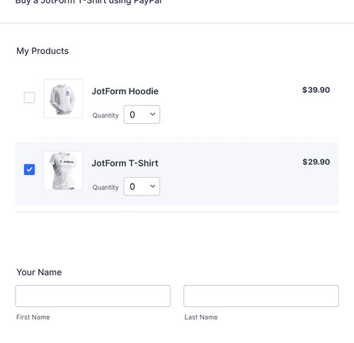 PayPal Business Payment Form on the pop-up Form Template | Jotform