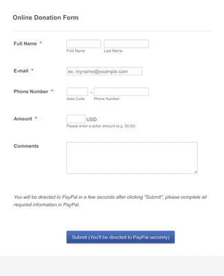 Form Templates: PayPal Donation Form