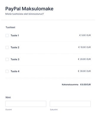 Form Templates: PayPal Maksulomake