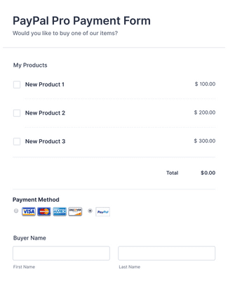 Form Templates: PayPal Pro Payment Form