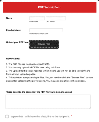 PDF Submit Form Template | Jotform