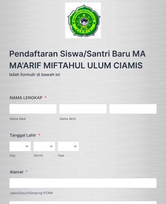 Form Templates: Pendaftaran MA MA'ARIF MIFTAHUL ULUM CIAMIS