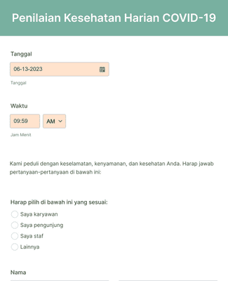 Formulir Penilaian Kesehatan Karyawan Untuk Covid-19 Template Formulir ...