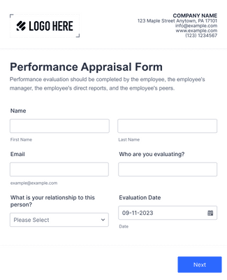 Form Templates: Performance Appraisal Form