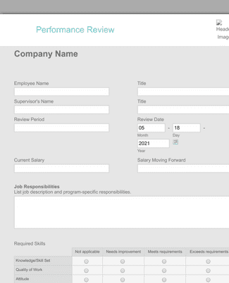Form Templates: Performance Review