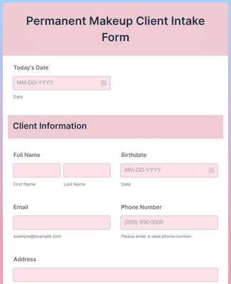 Form Templates: Permanent Makeup Client Intake Form