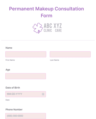 Form Templates: Permanent Makeup Consultation Form