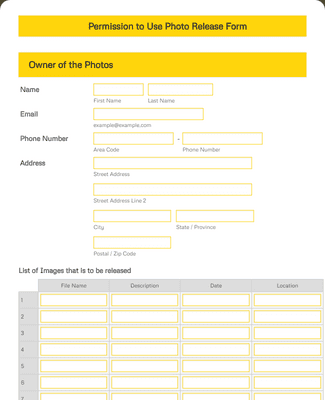 Form Templates: Permission to Use Photo Release Form