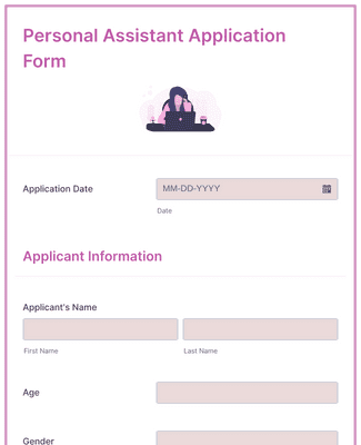 Personal Assistant Application Form 