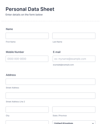 Personal Data Sheet Form Template | Jotform