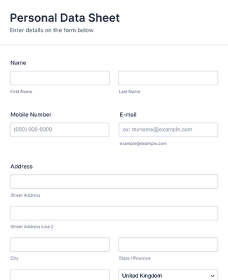 Personal Data Sheet Form Template | Jotform