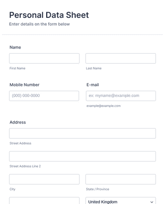 Form Templates: Personal Data Sheet