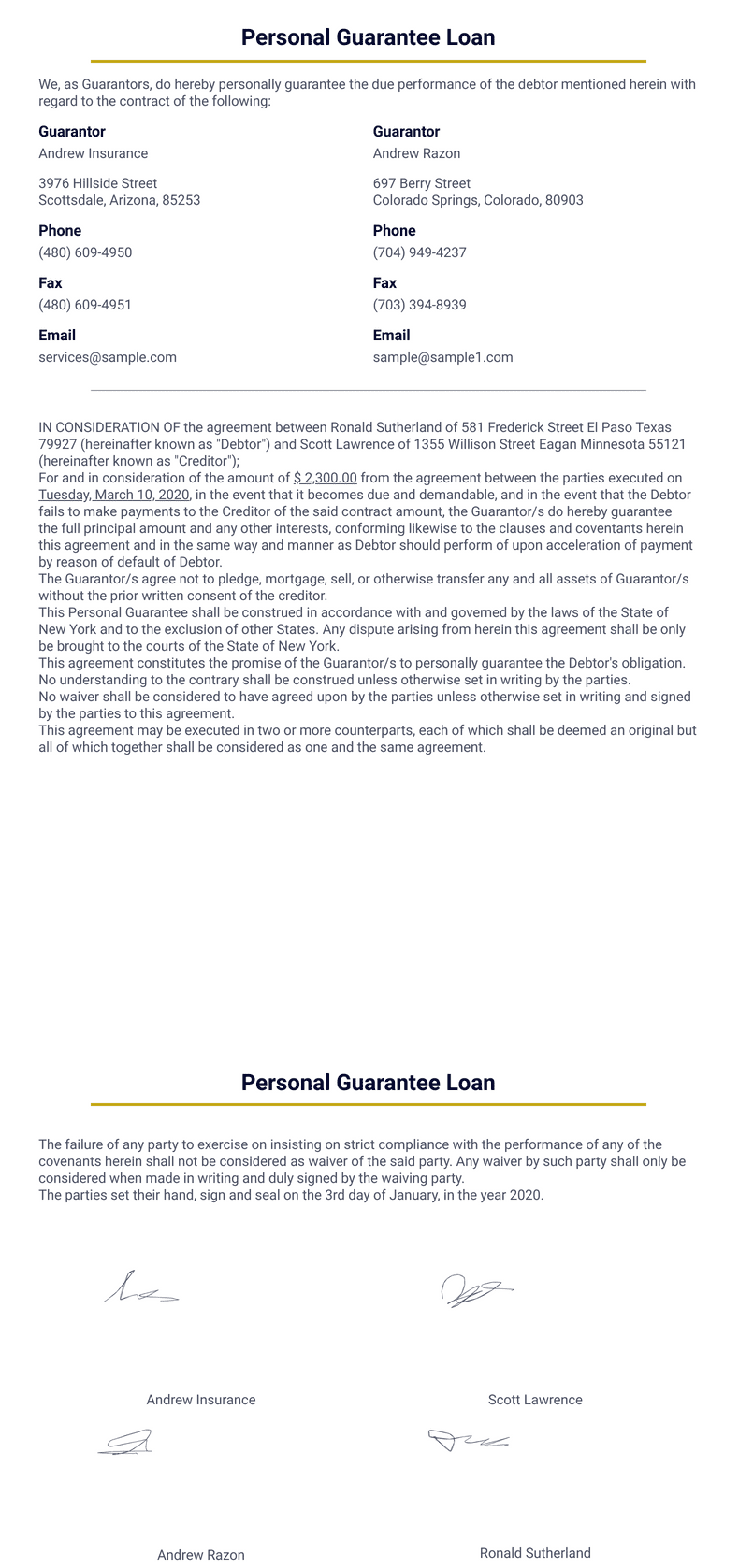 Personal Guarantee Loan