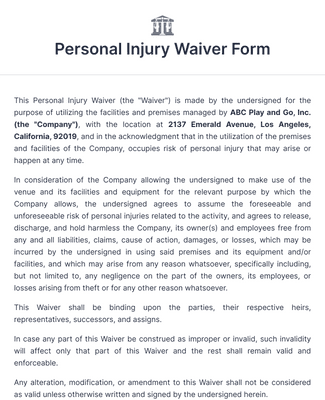 Personal Injury Waiver Form Template Jotform