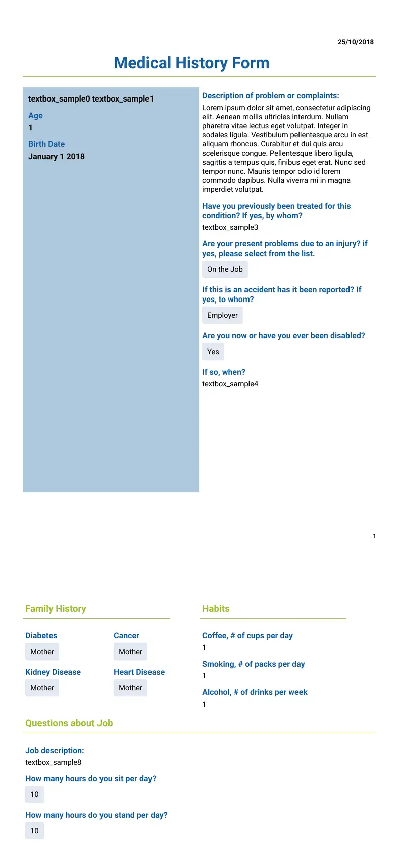 Personal Medical History