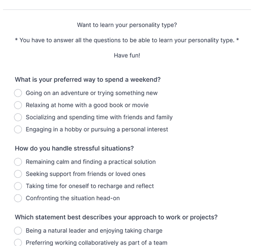 Personality Quiz Template Form Template | Jotform