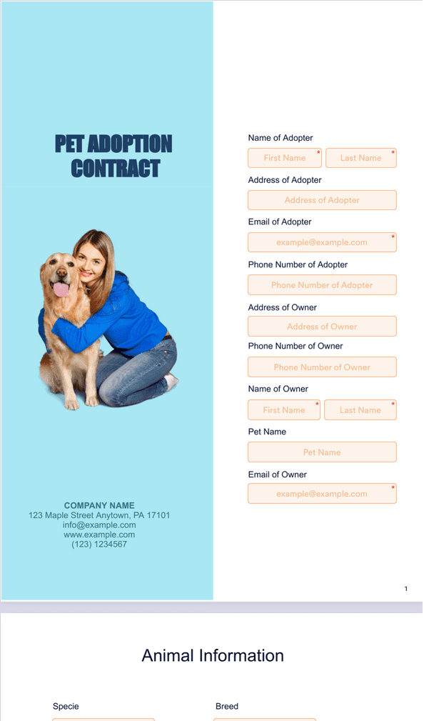 Pet Adoption Contract Template Sign Templates Jotform