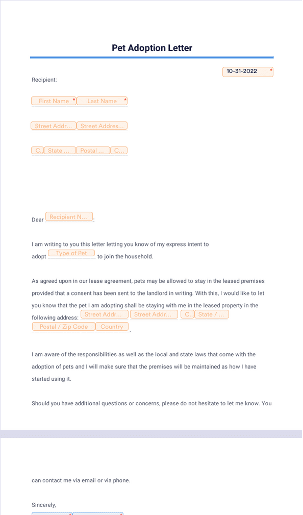 Pet Adoption Letter Template Sign Templates Jotform