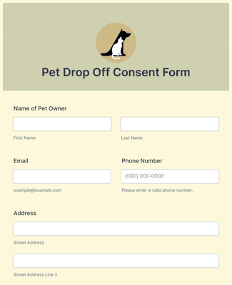 Form Templates: Pet Drop Off Consent Form