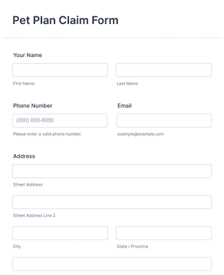 Pet Plan Claim Form Template | Jotform