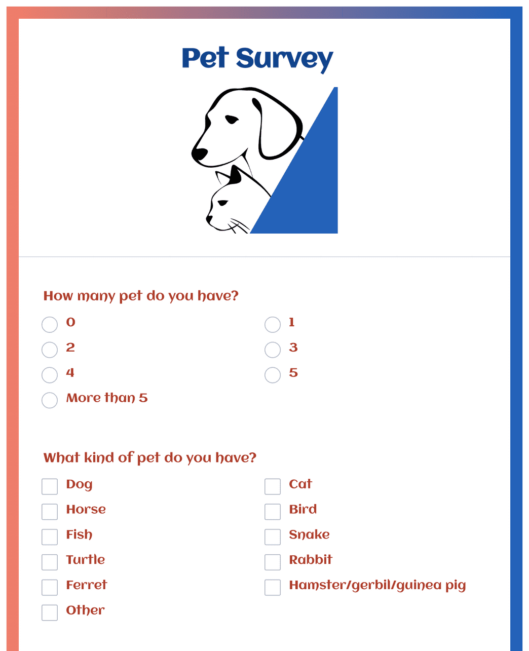 Pet Survey Form Template Jotform