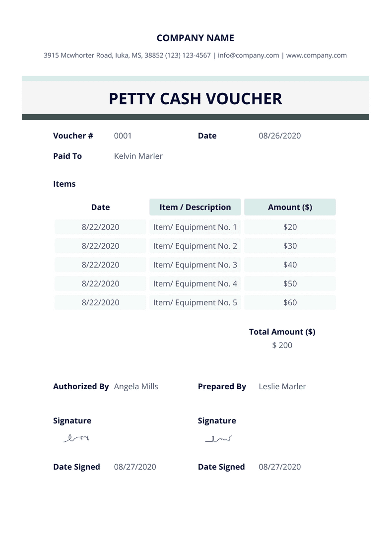 PDF Templates: Petty Cash Voucher