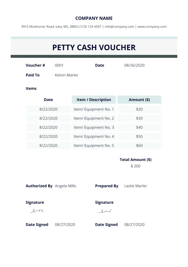 Petty Cash Voucher - PDF Templates | Jotform