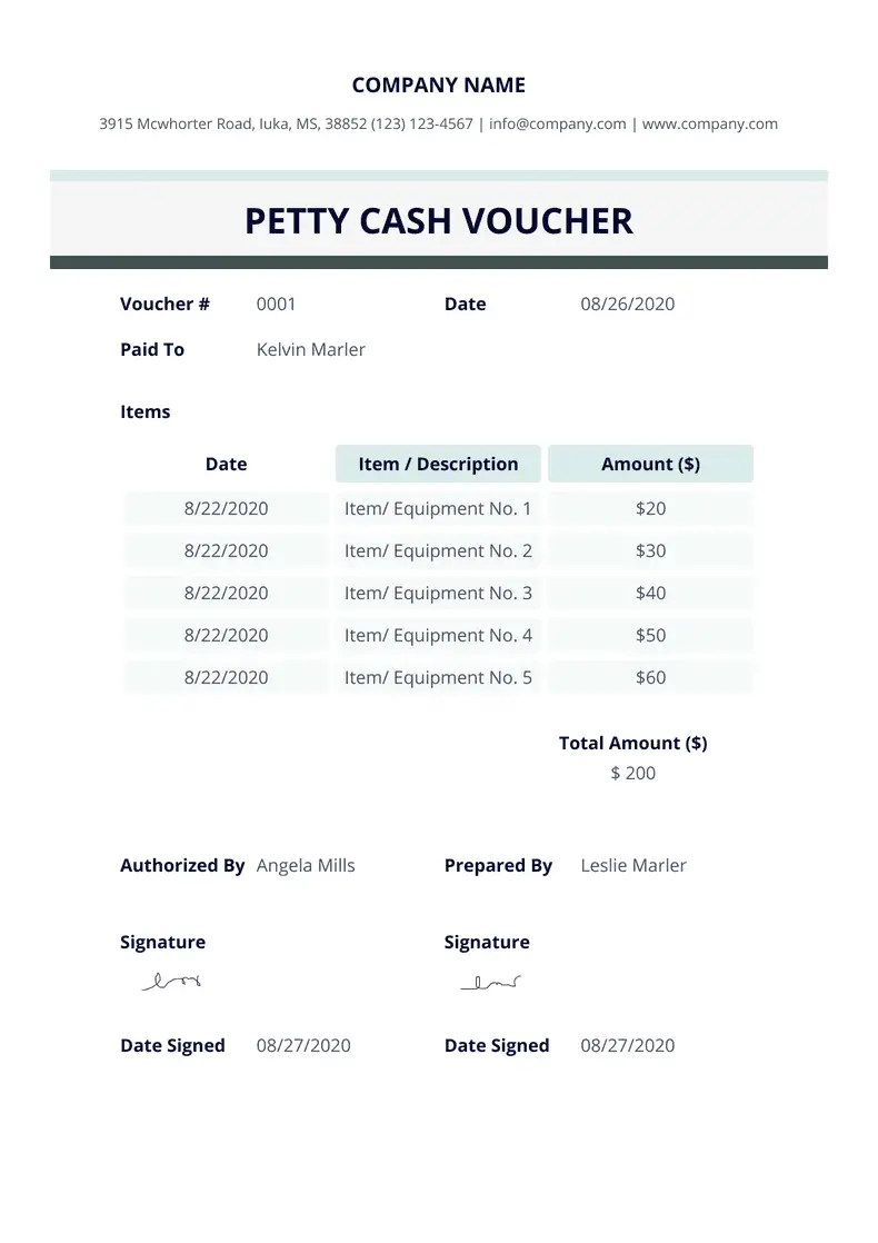 Petty Cash Voucher